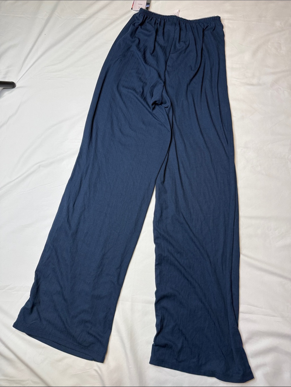 NWT Auden Navy Wide Leg micro ribbed Knit Pajama Sleep Pants XS - Picture 8 of 8